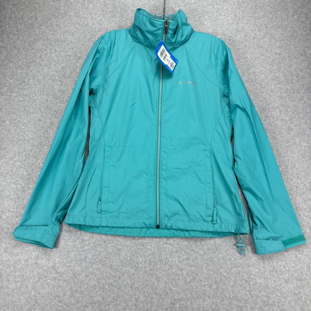 Columbia Jacket Womens M Teal Hooded Full Zip Switchback III Outdoors Packable